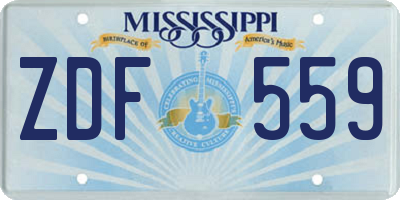 MS license plate ZDF559