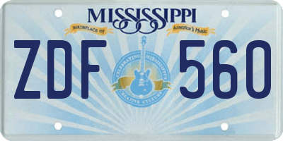 MS license plate ZDF560