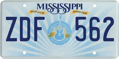 MS license plate ZDF562