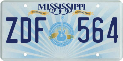 MS license plate ZDF564