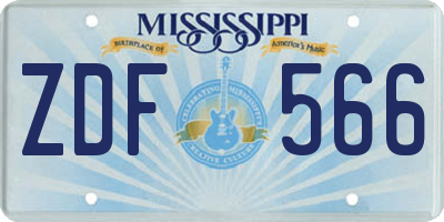 MS license plate ZDF566