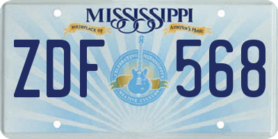 MS license plate ZDF568