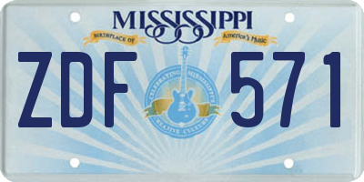 MS license plate ZDF571