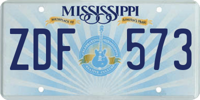 MS license plate ZDF573