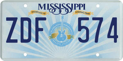 MS license plate ZDF574