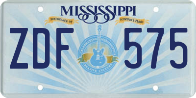 MS license plate ZDF575