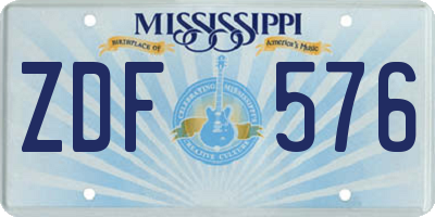 MS license plate ZDF576