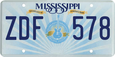 MS license plate ZDF578