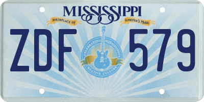 MS license plate ZDF579