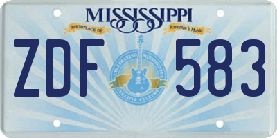 MS license plate ZDF583