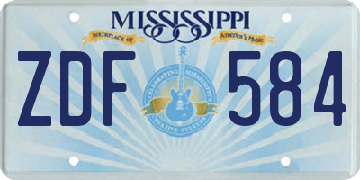 MS license plate ZDF584