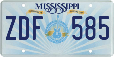 MS license plate ZDF585