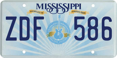 MS license plate ZDF586