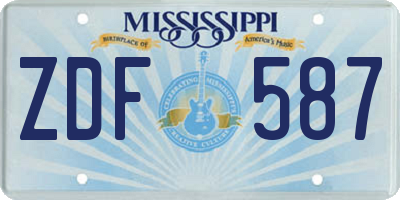 MS license plate ZDF587