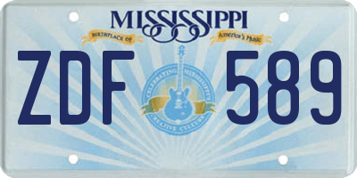 MS license plate ZDF589