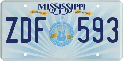 MS license plate ZDF593