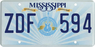 MS license plate ZDF594