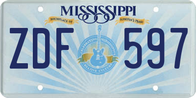 MS license plate ZDF597