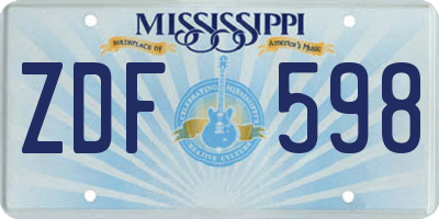 MS license plate ZDF598