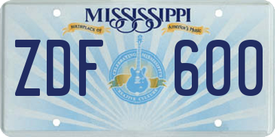 MS license plate ZDF600