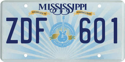 MS license plate ZDF601
