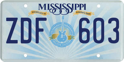 MS license plate ZDF603