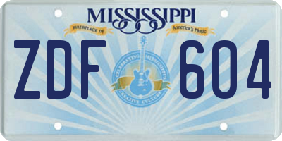 MS license plate ZDF604
