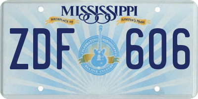 MS license plate ZDF606