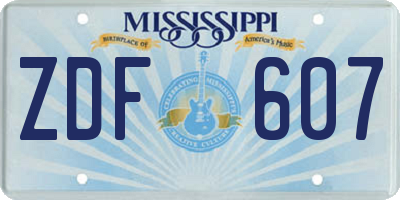 MS license plate ZDF607