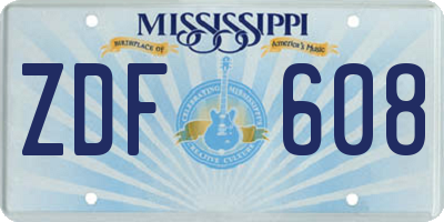 MS license plate ZDF608