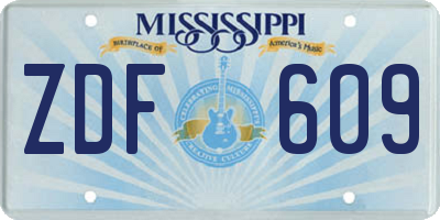 MS license plate ZDF609