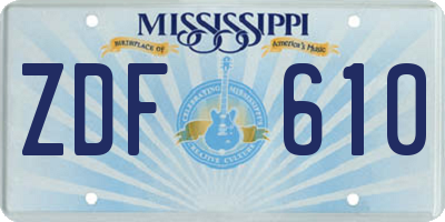 MS license plate ZDF610