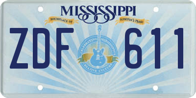 MS license plate ZDF611