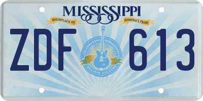 MS license plate ZDF613