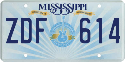 MS license plate ZDF614