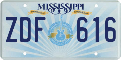 MS license plate ZDF616