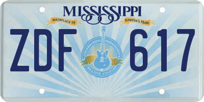 MS license plate ZDF617