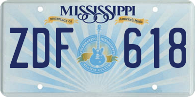 MS license plate ZDF618