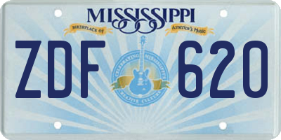 MS license plate ZDF620