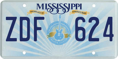 MS license plate ZDF624