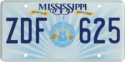 MS license plate ZDF625