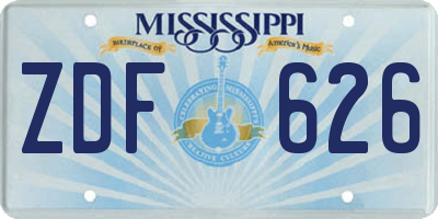 MS license plate ZDF626