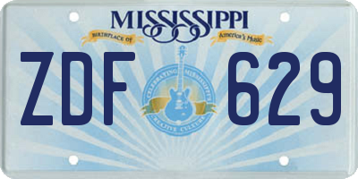 MS license plate ZDF629