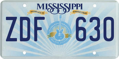 MS license plate ZDF630