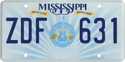 MS license plate ZDF631