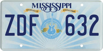 MS license plate ZDF632