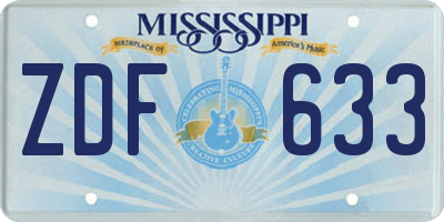 MS license plate ZDF633