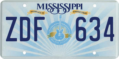 MS license plate ZDF634