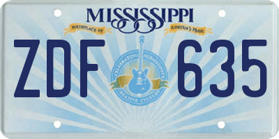 MS license plate ZDF635