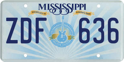 MS license plate ZDF636